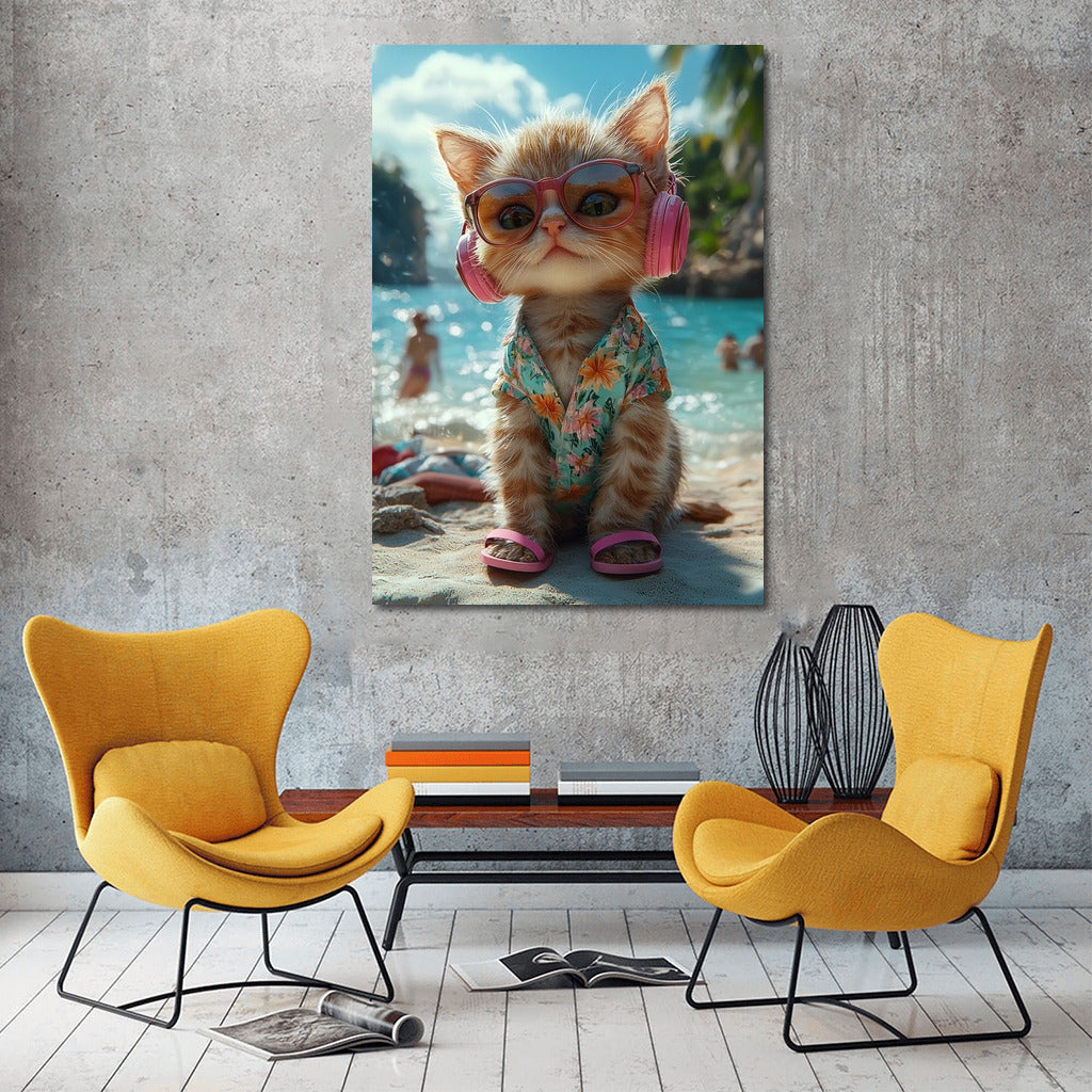 Beach DJ in Purring Glasses
