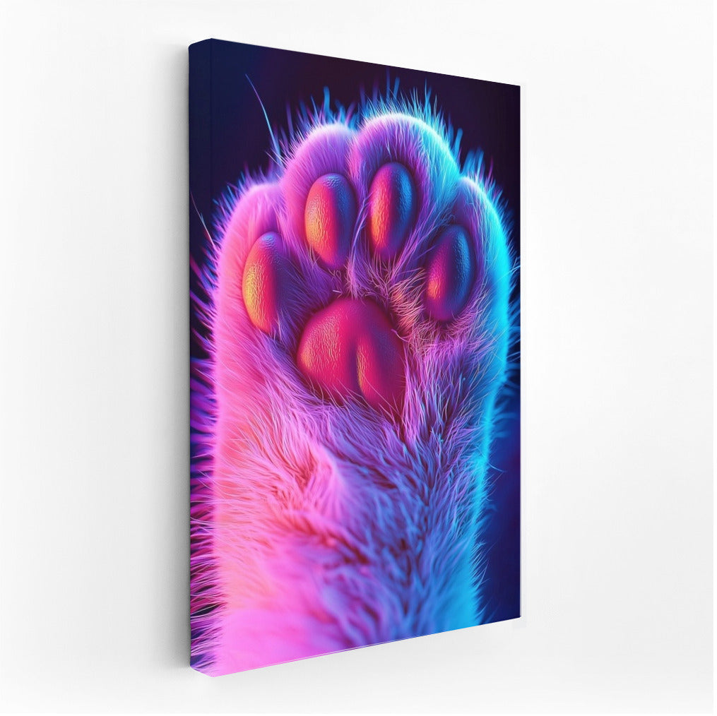 Luminous Trace: Paw in Neon