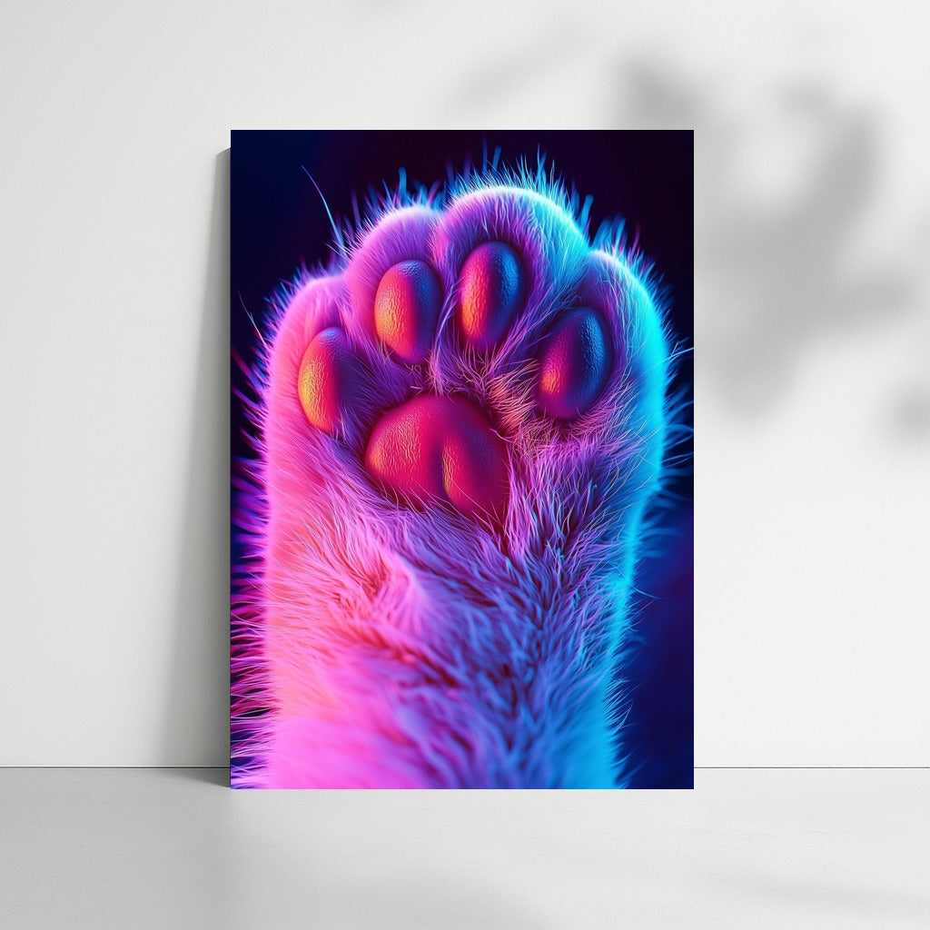 Luminous Trace: Paw in Neon