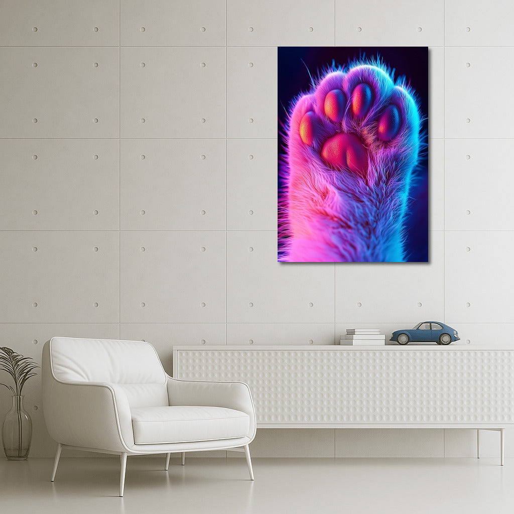 Luminous Trace: Paw in Neon