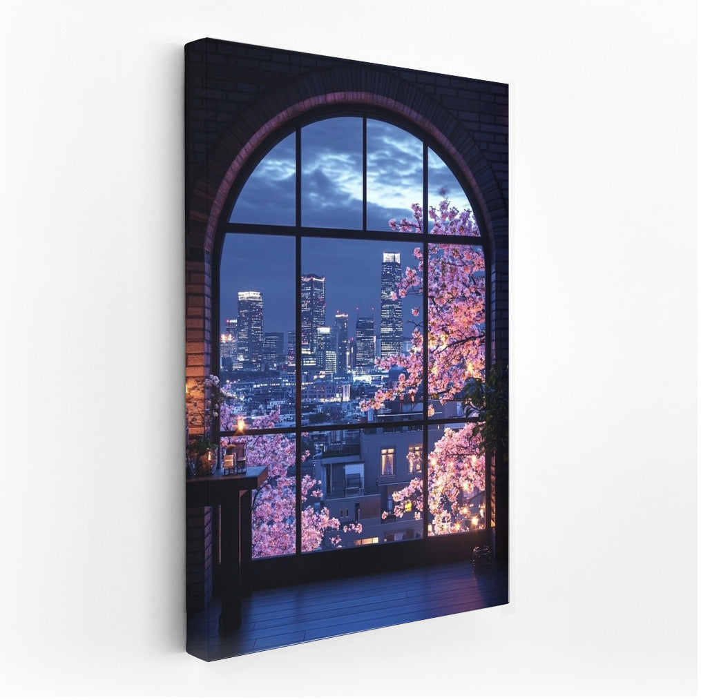 Sakura in the Night Window