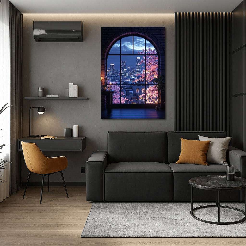 Sakura in the Night Window