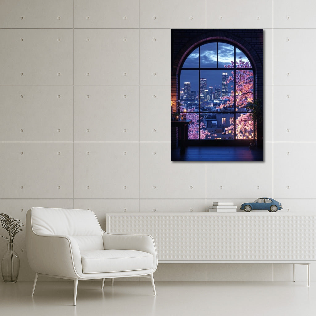 Sakura in the Night Window