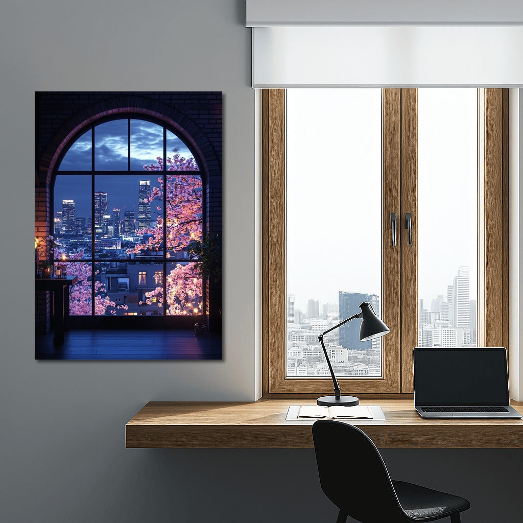 Sakura in the Night Window