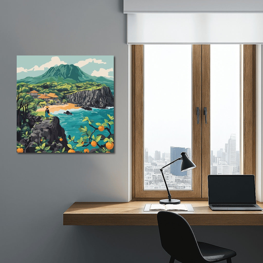 Citrus Sunset over the Mountain Ocean