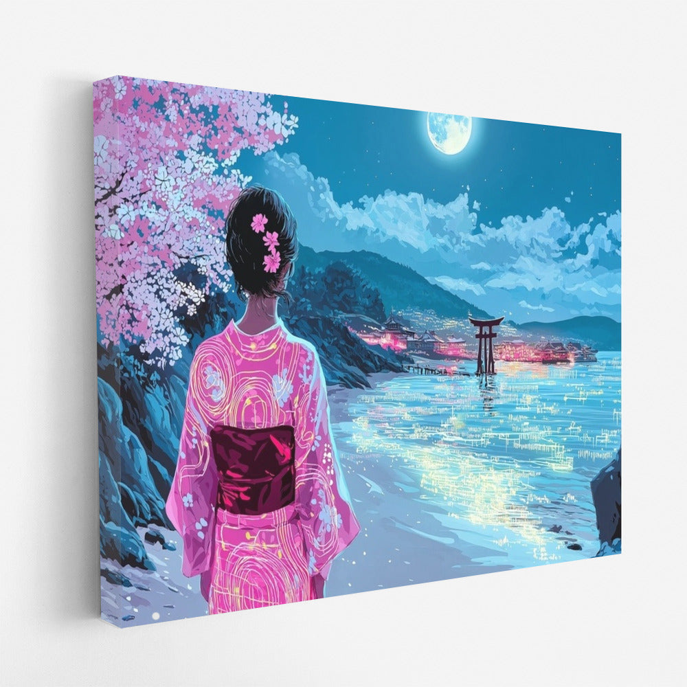 Sakura in the Embrace of the Moon