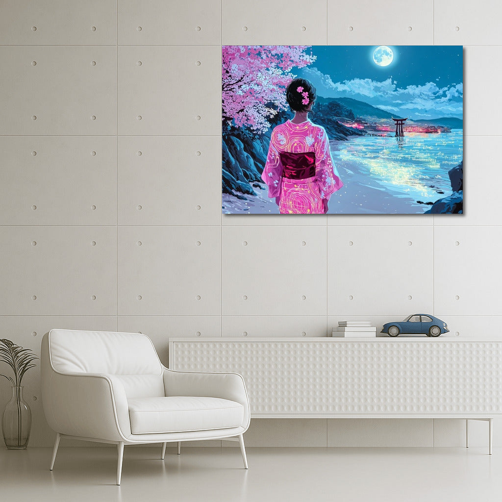 Sakura in the Embrace of the Moon