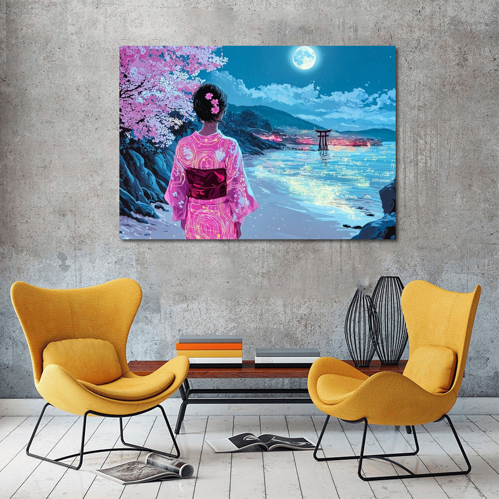 Sakura in the Embrace of the Moon