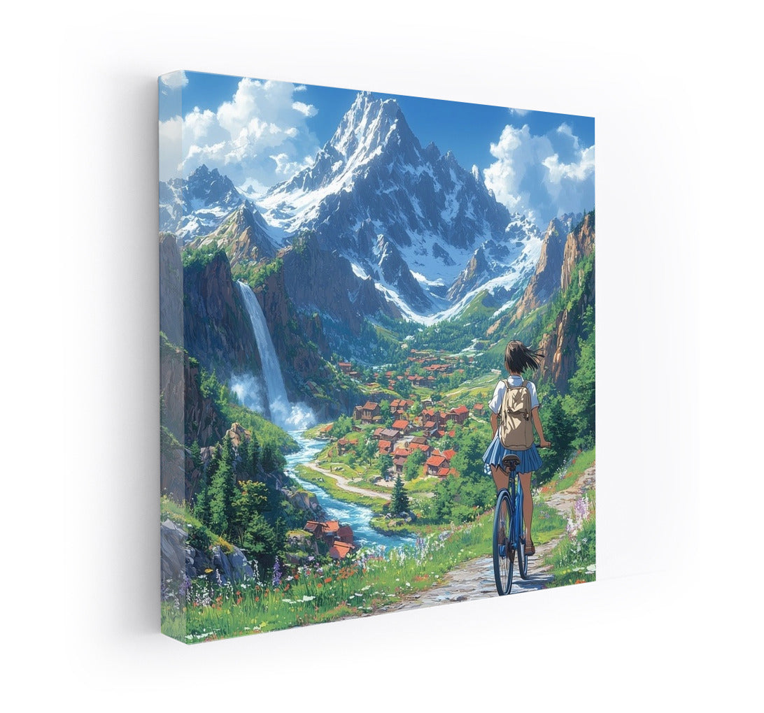 Cyclist in the Embrace of the Alps