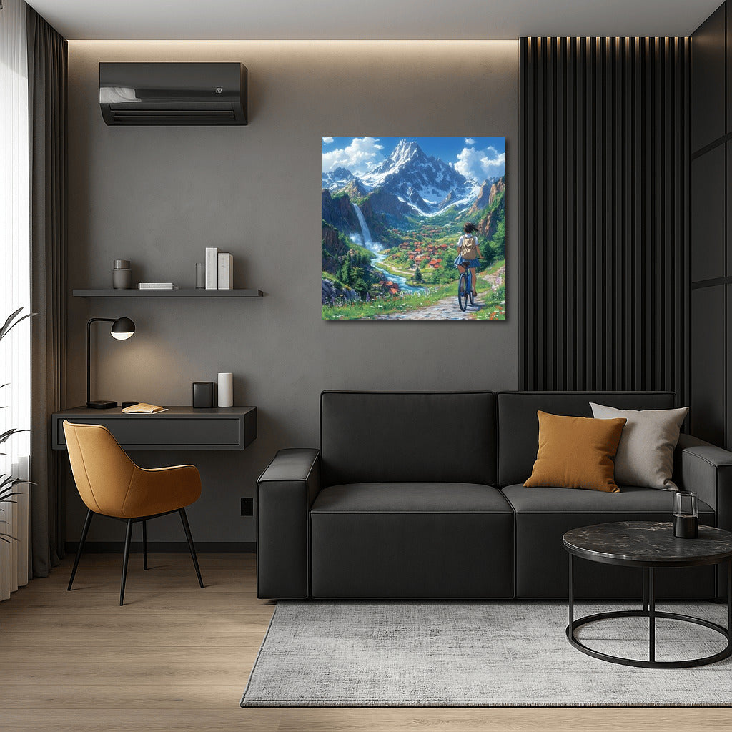 Cyclist in the Embrace of the Alps