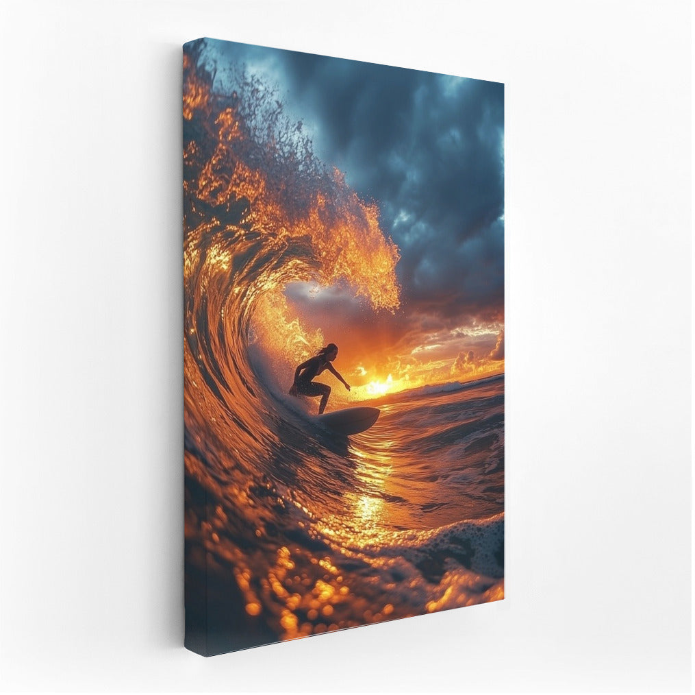 Sunset Surfing: Dance of Fire and Waves