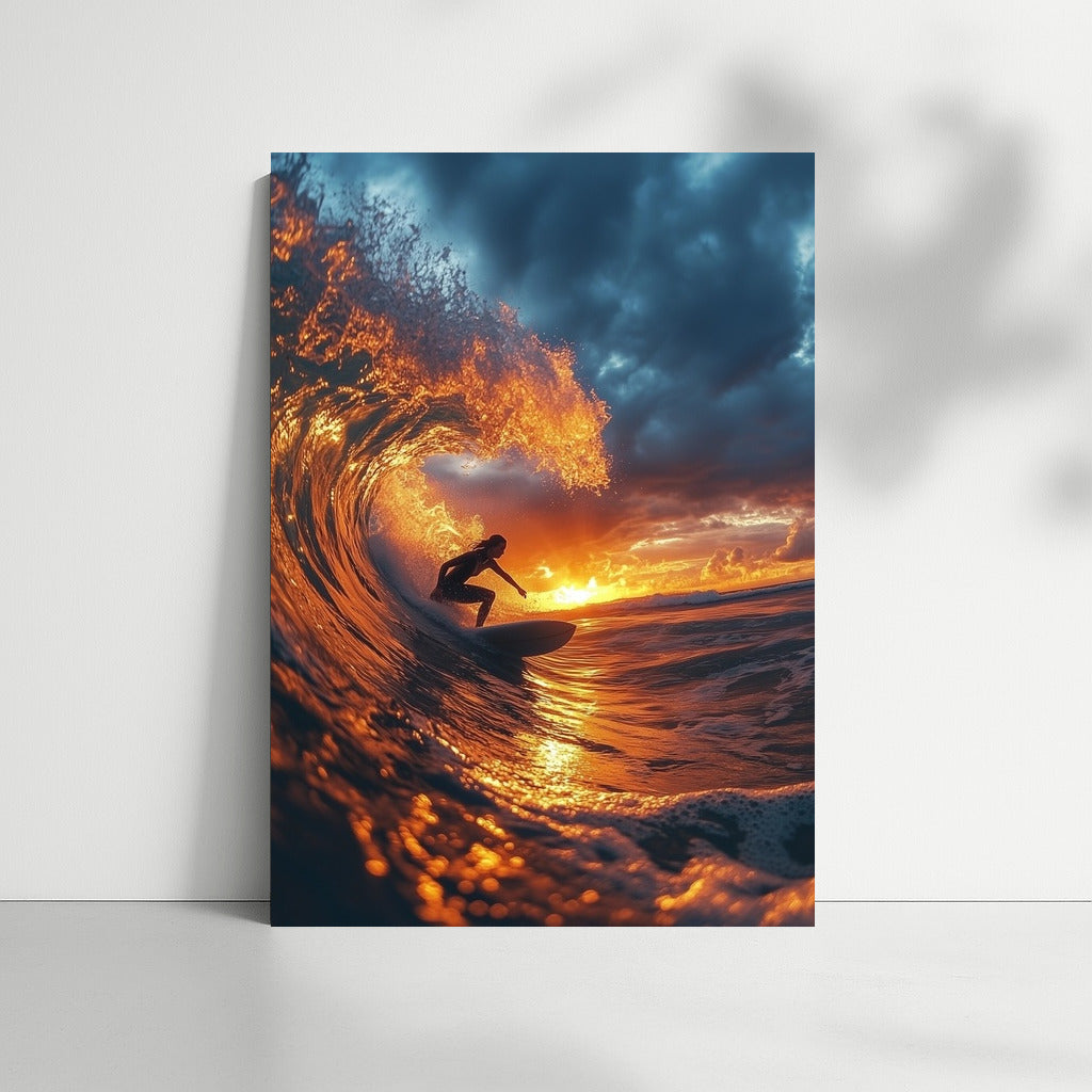 Sunset Surfing: Dance of Fire and Waves