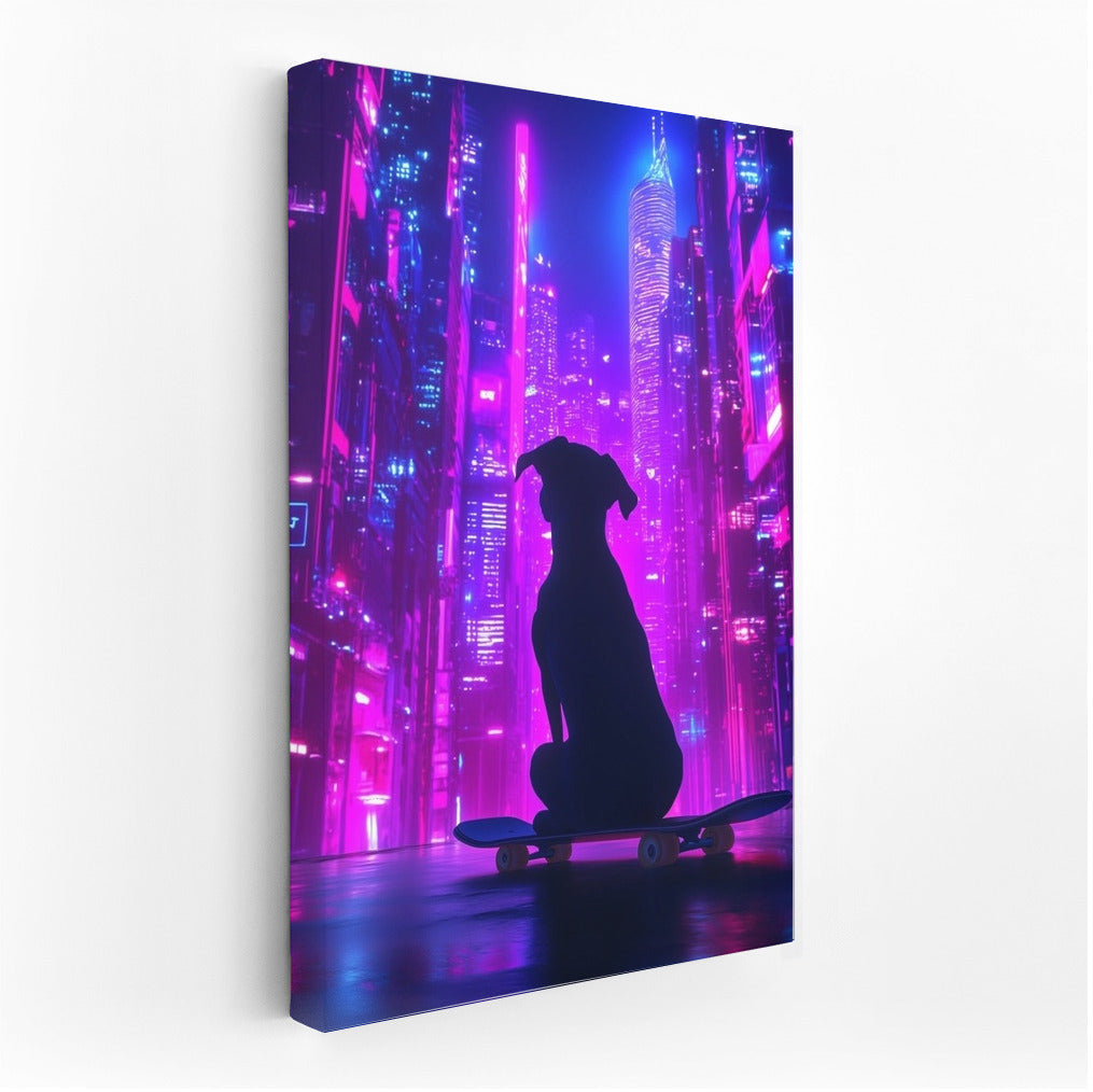 Neon Skater in the City of Dreams