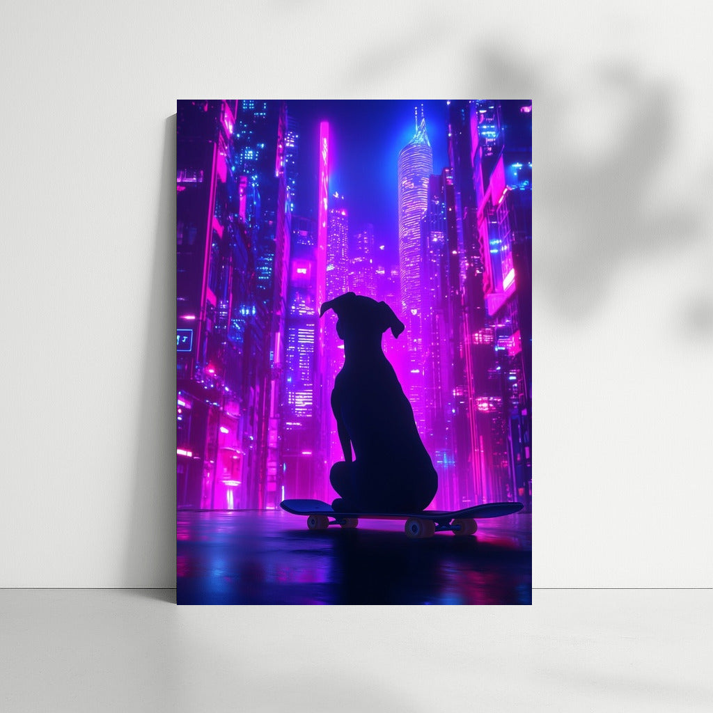 Neon Skater in the City of Dreams
