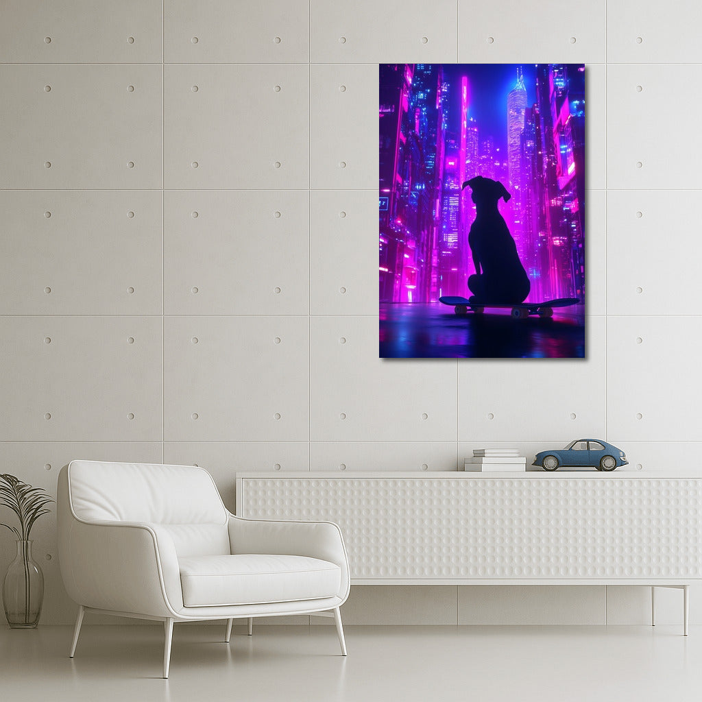 Neon Skater in the City of Dreams