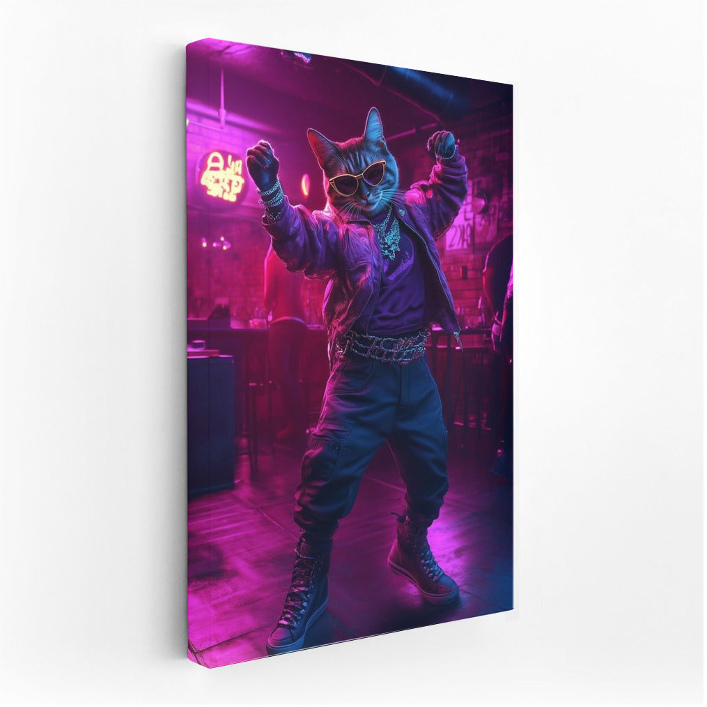 Disco Cat in Neon Lights