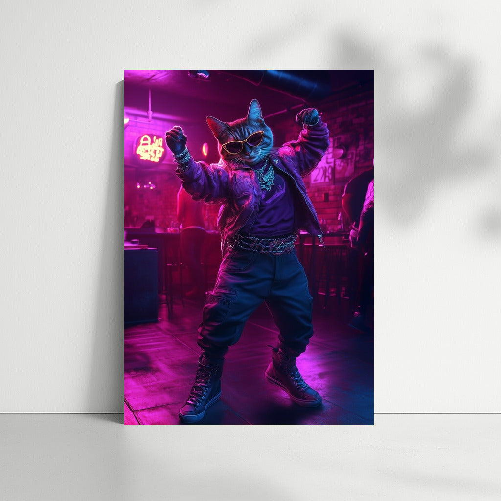 Disco Cat in Neon Lights
