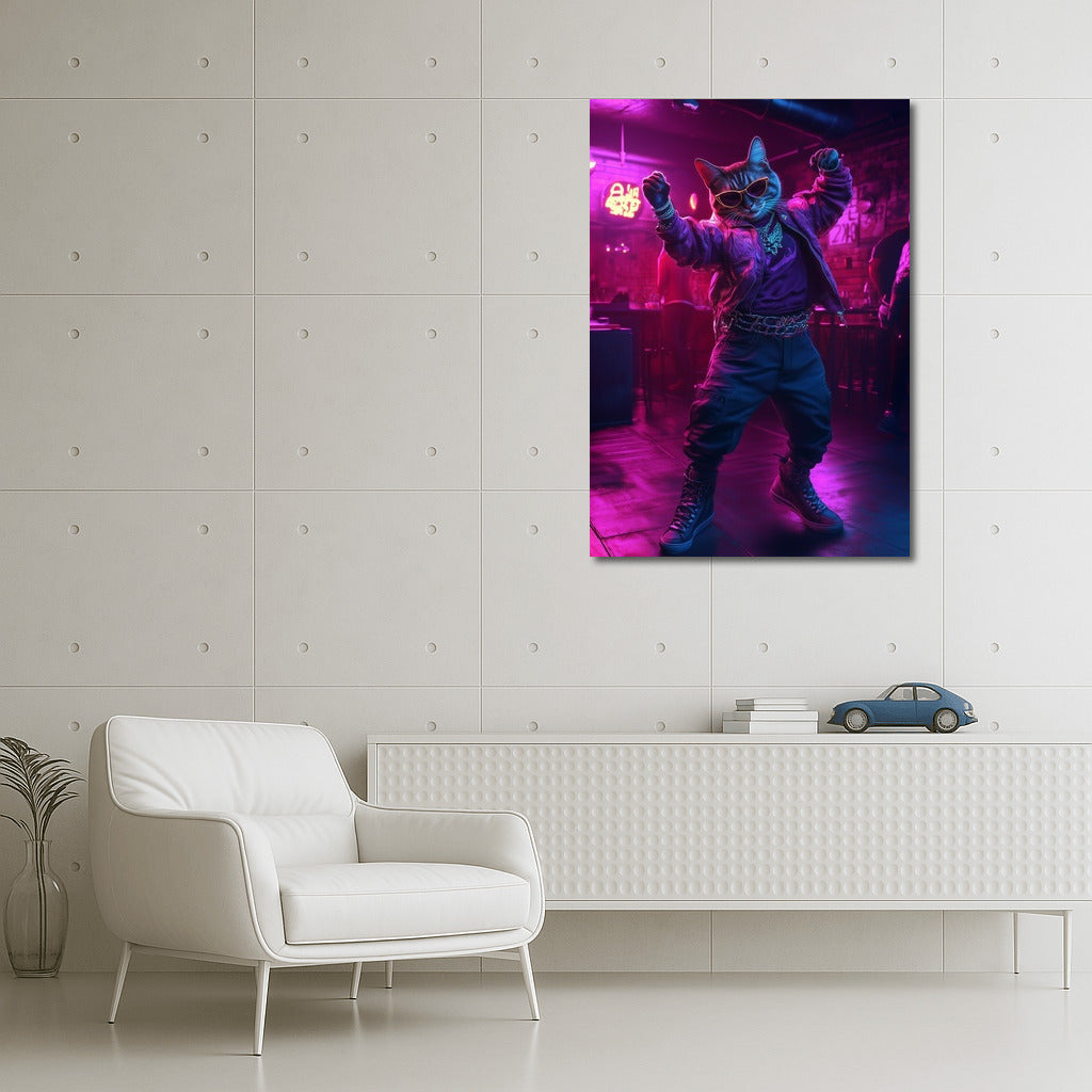 Disco Cat in Neon Lights
