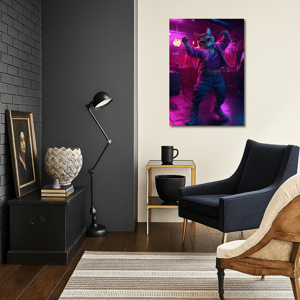 Disco Cat in Neon Lights
