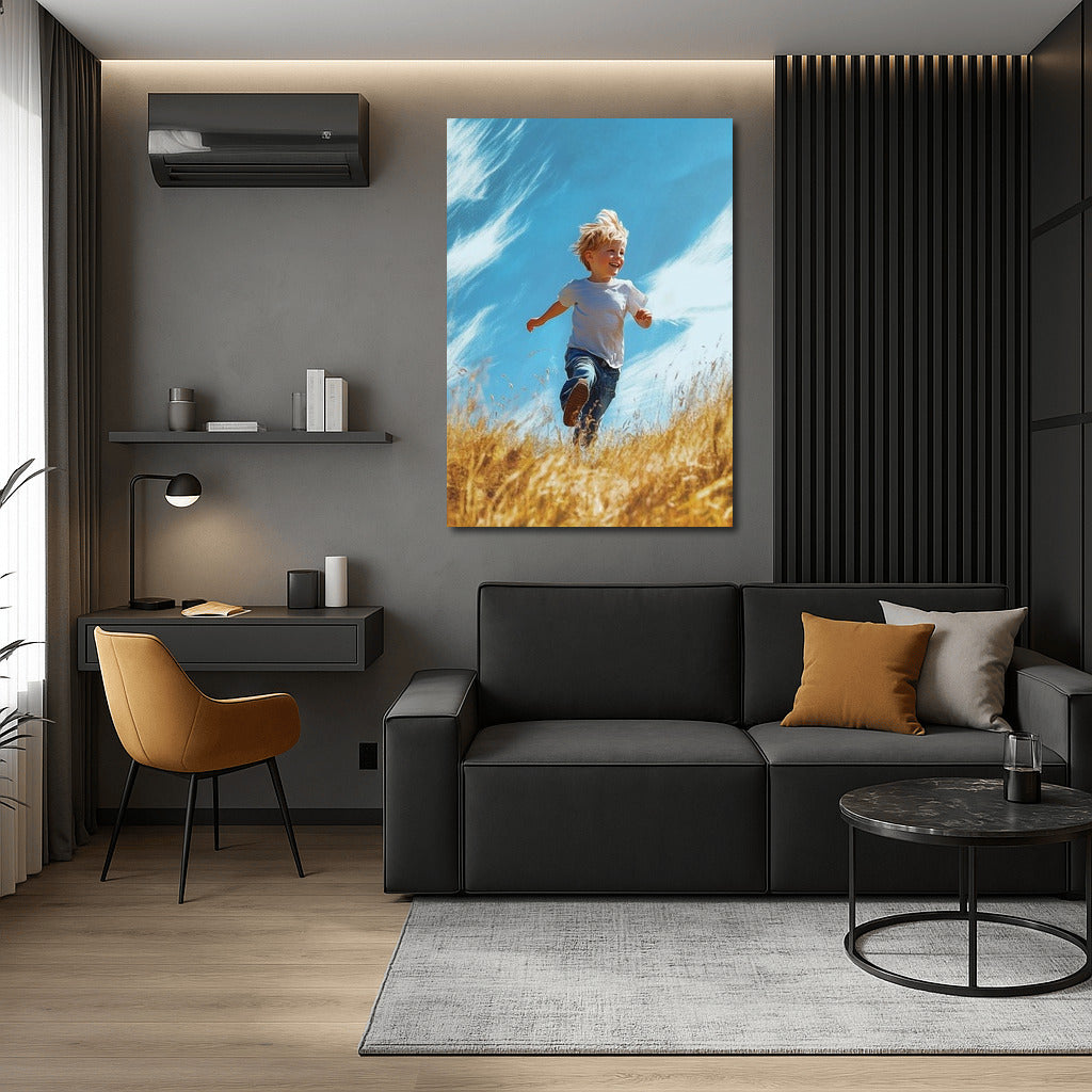 Childhood's Glow in the Golden Fields