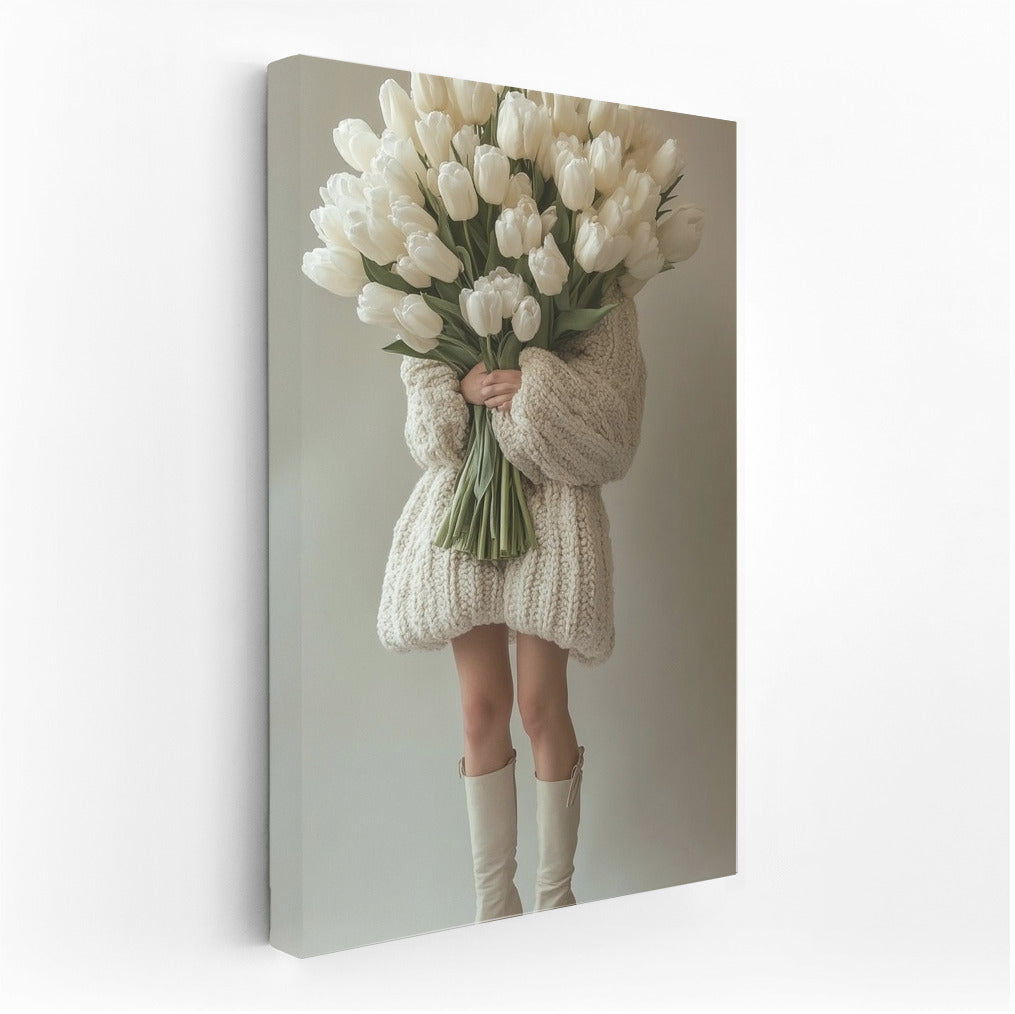 The warmth of tulips in a sweater