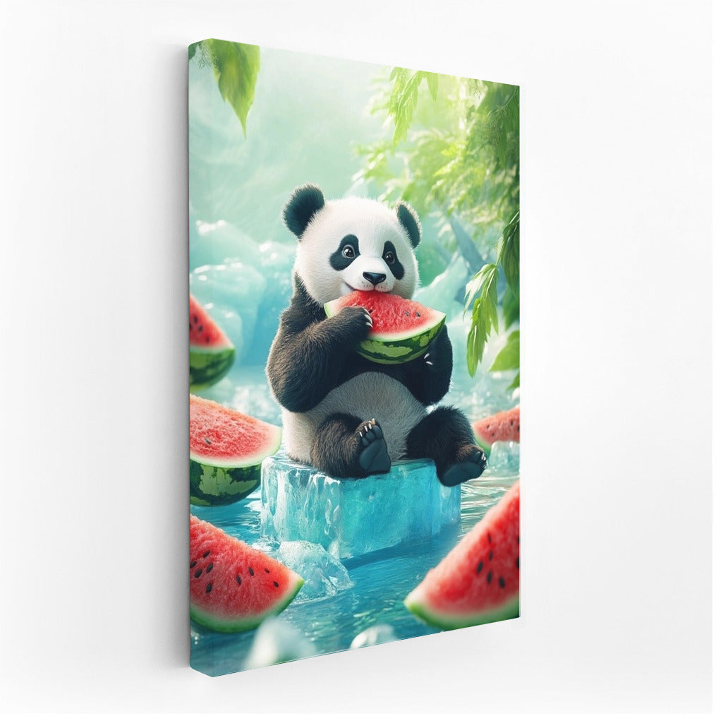 Watermelon Idyll: Panda in Green Paradise