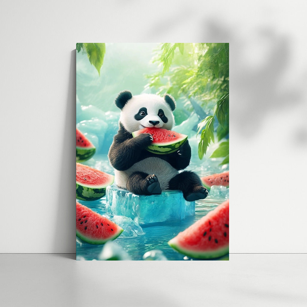 Watermelon Idyll: Panda in Green Paradise