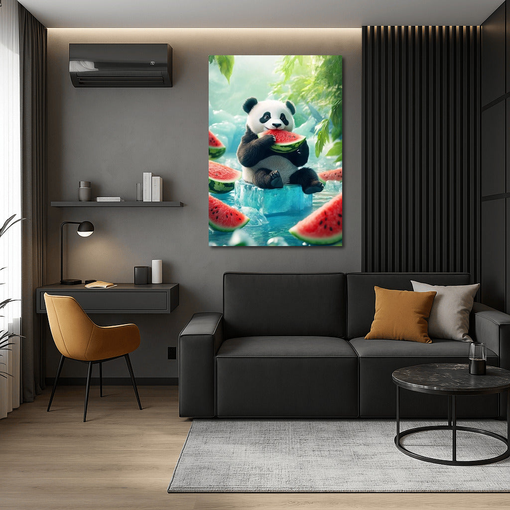 Watermelon Idyll: Panda in Green Paradise