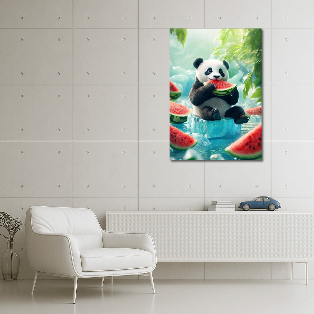 Watermelon Idyll: Panda in Green Paradise