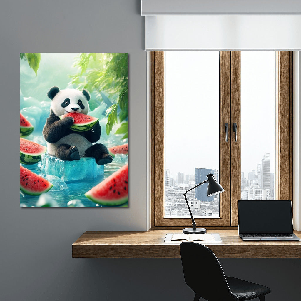 Watermelon Idyll: Panda in Green Paradise