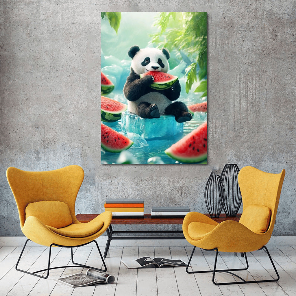Watermelon Idyll: Panda in Green Paradise