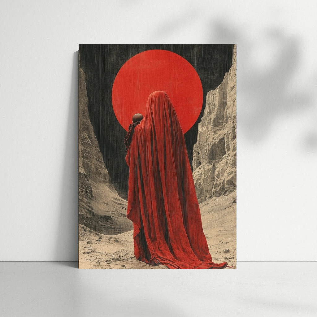 Red Figure Under the Moon Veil