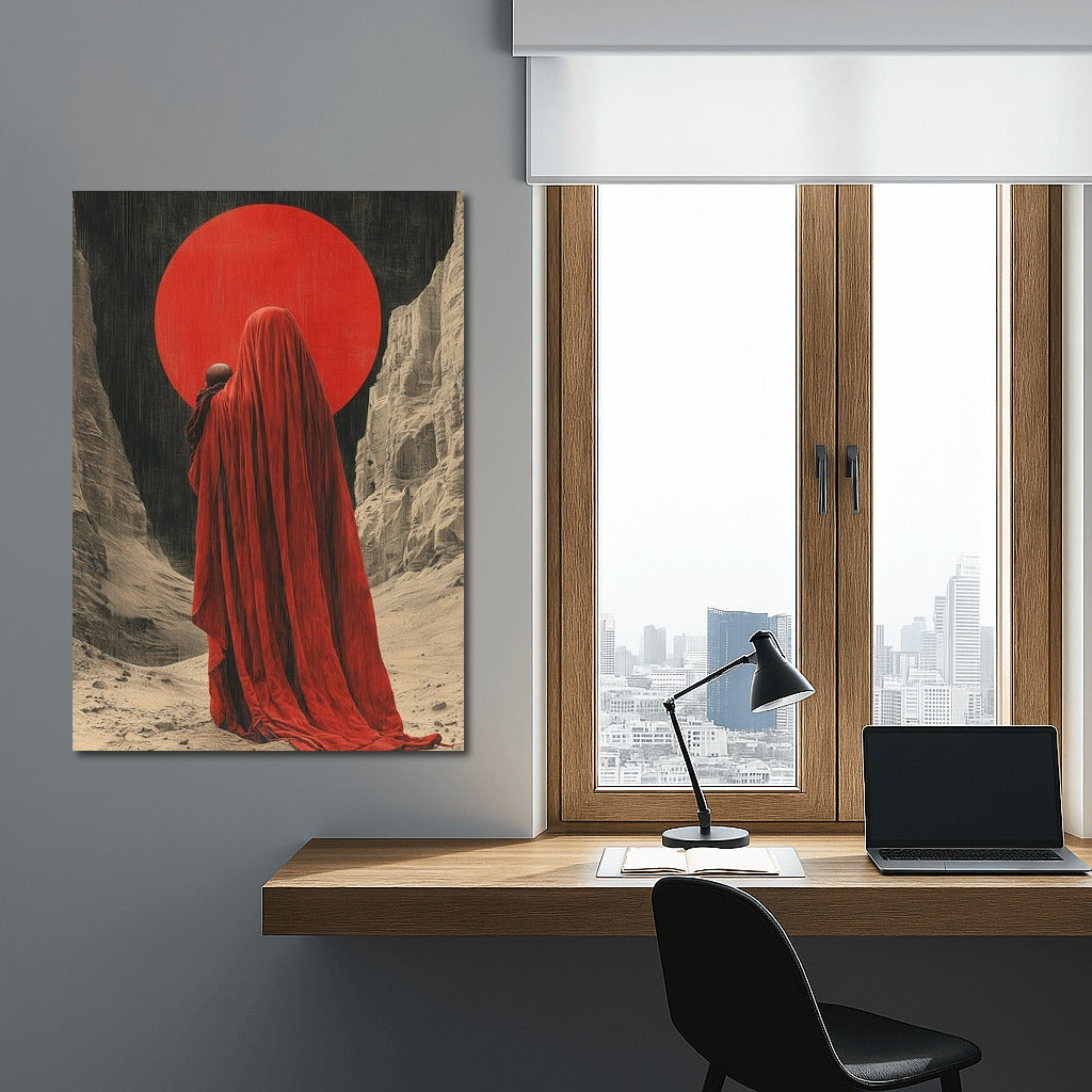 Red Figure Under the Moon Veil