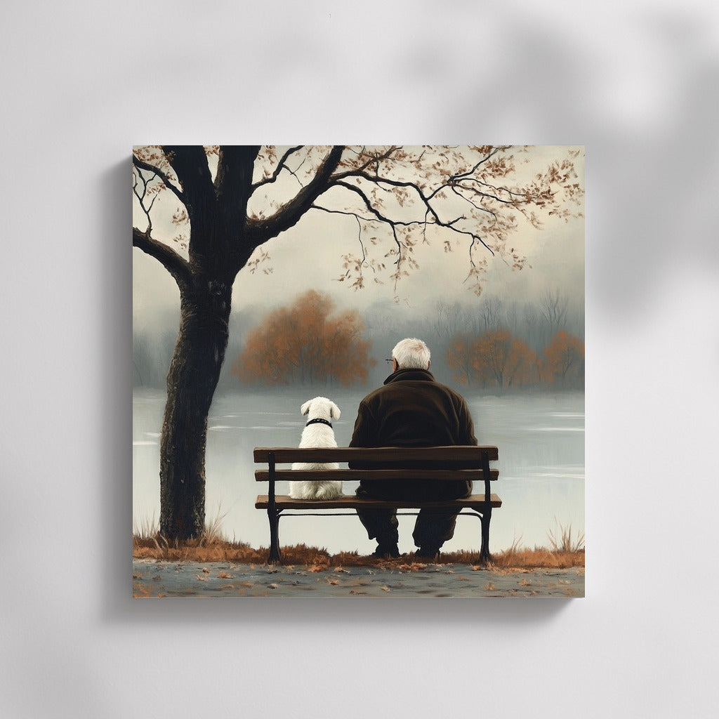 Autumn partners by the lake