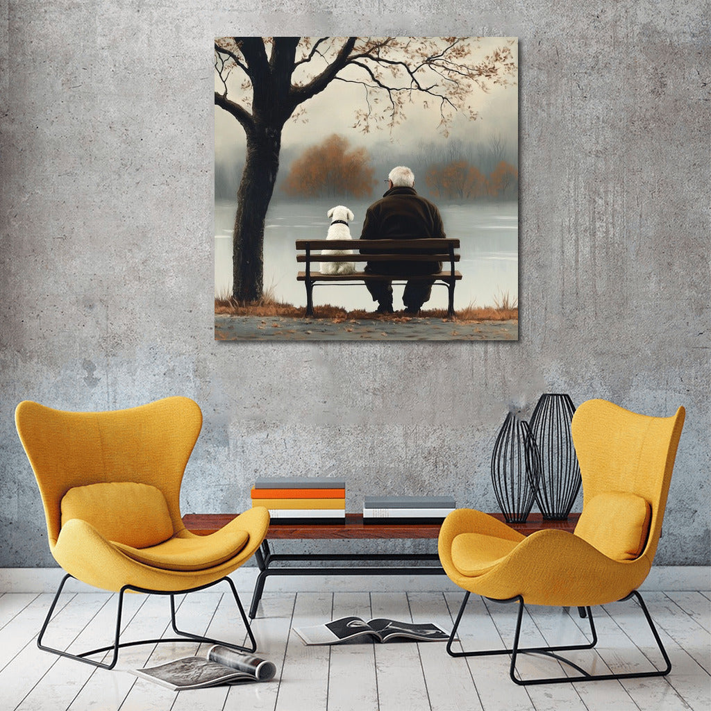 Autumn partners by the lake