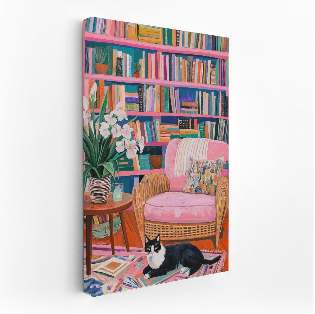 Pink Oasis: Cat and Books