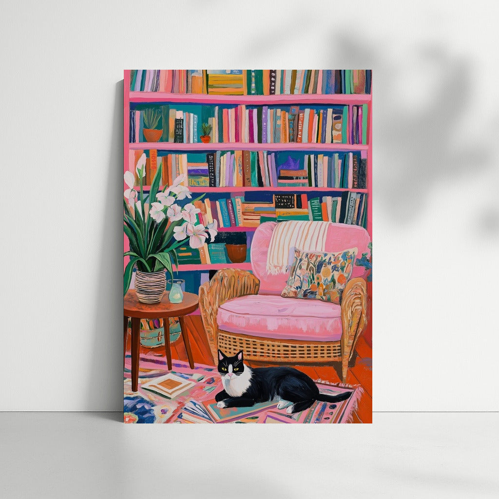 Pink Oasis: Cat and Books