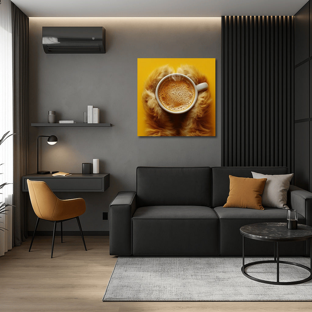 Coffee Paws: Comfort on a Bright Background