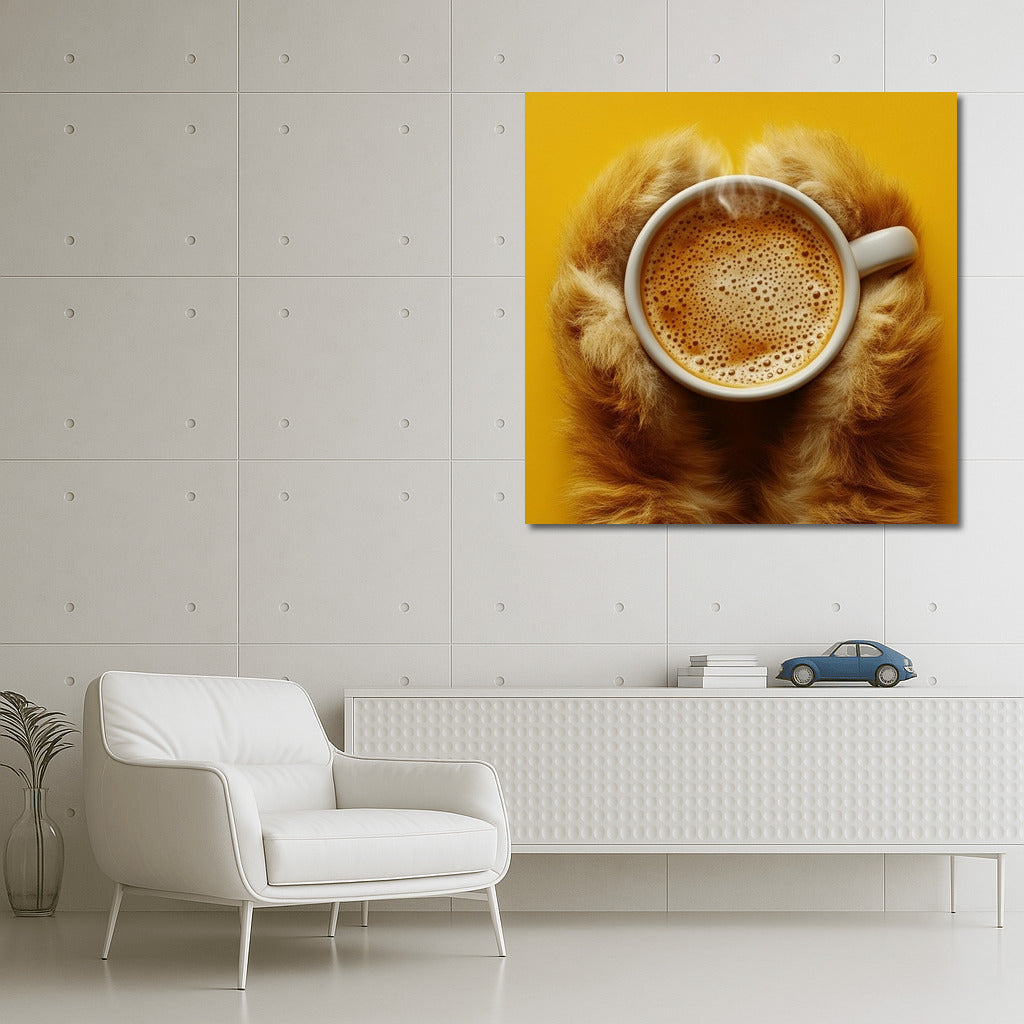 Coffee Paws: Comfort on a Bright Background