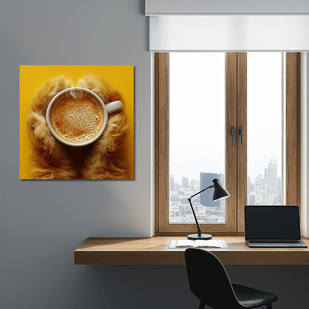 Coffee Paws: Comfort on a Bright Background