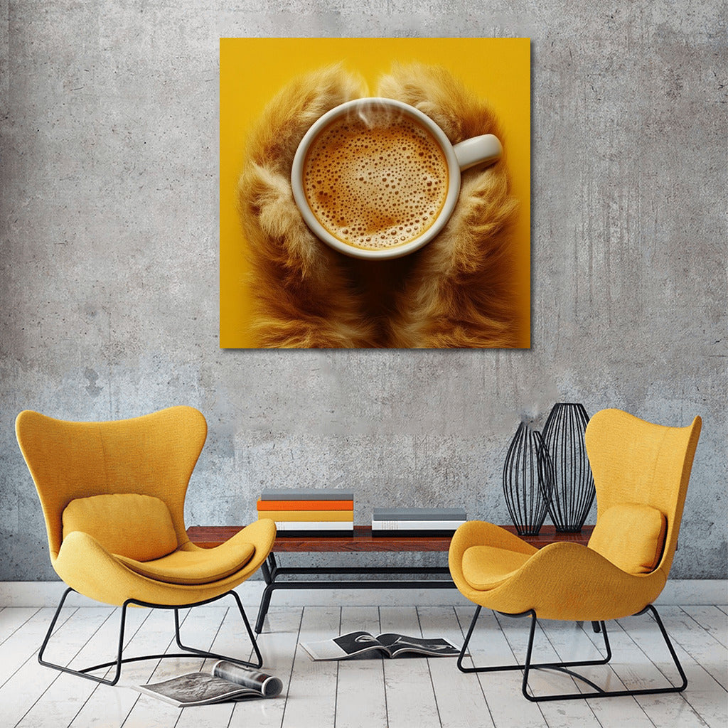 Coffee Paws: Comfort on a Bright Background