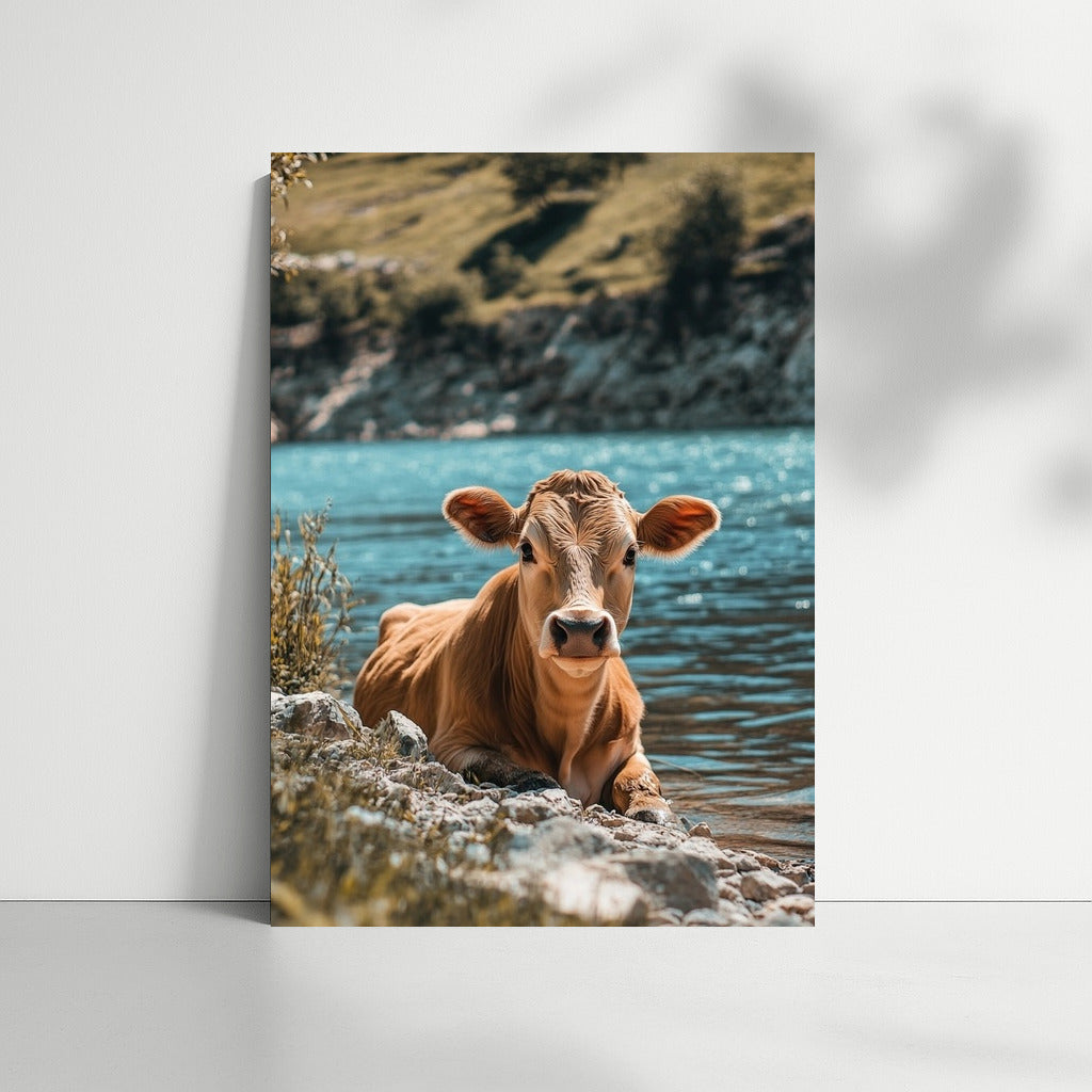 Coastal Idyll: Cow in Summer Calm