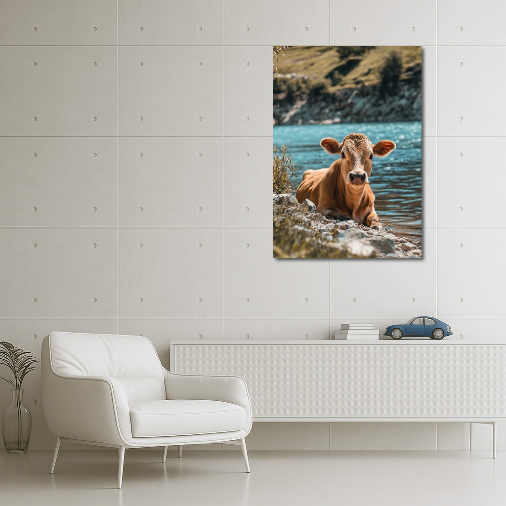 Coastal Idyll: Cow in Summer Calm