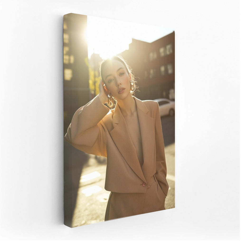 Sunset Elegance: Stylish Silhouette in the Rays of the Sun