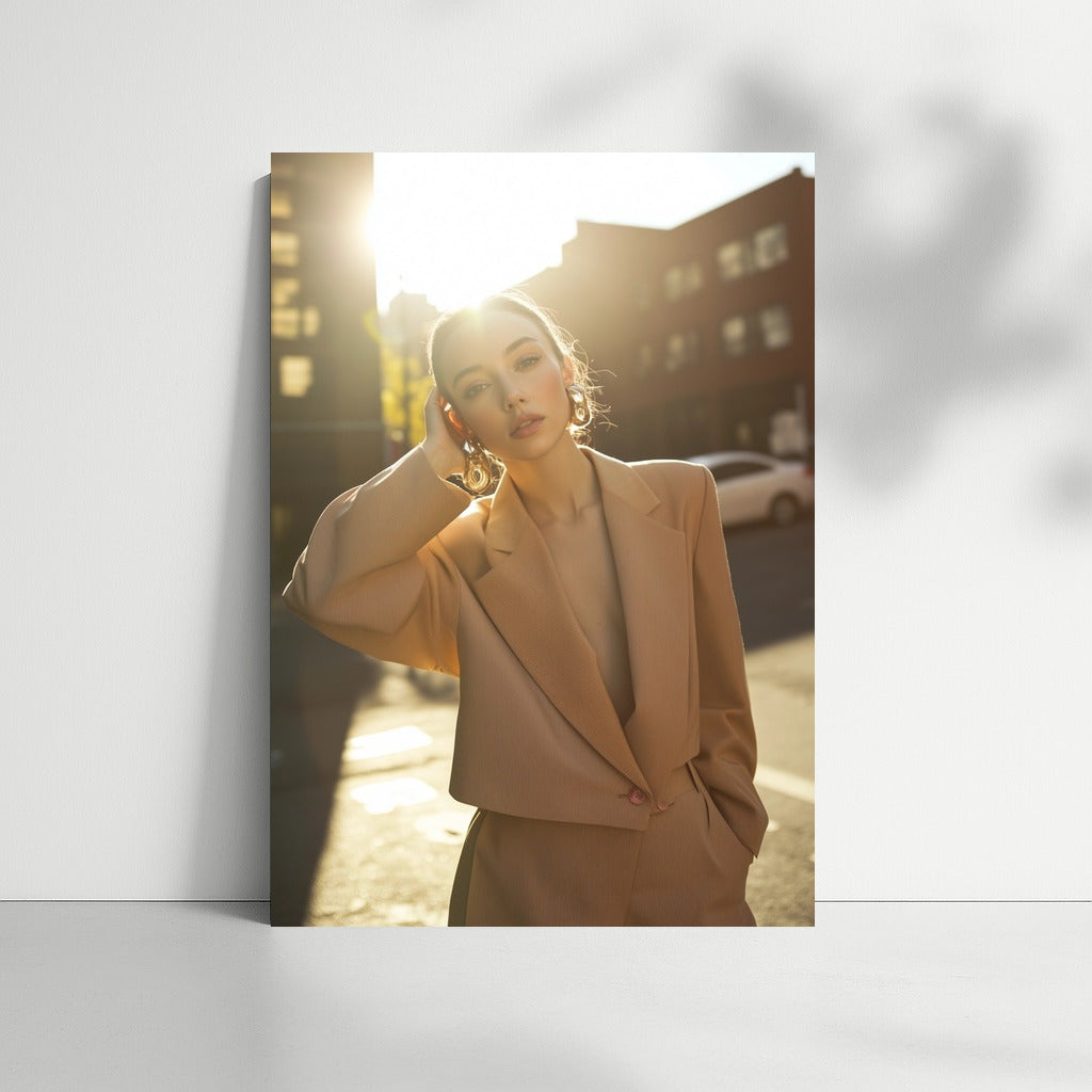 Sunset Elegance: Stylish Silhouette in the Rays of the Sun