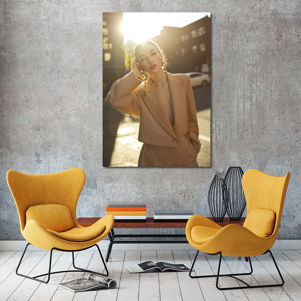 Sunset Elegance: Stylish Silhouette in the Rays of the Sun