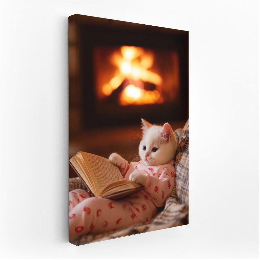 Book purr by the fire