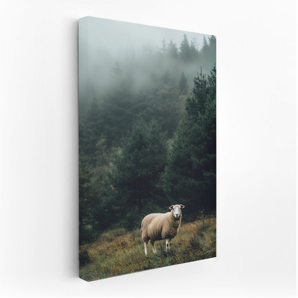 Misty Pastoral: Sheep in a Forest Tale