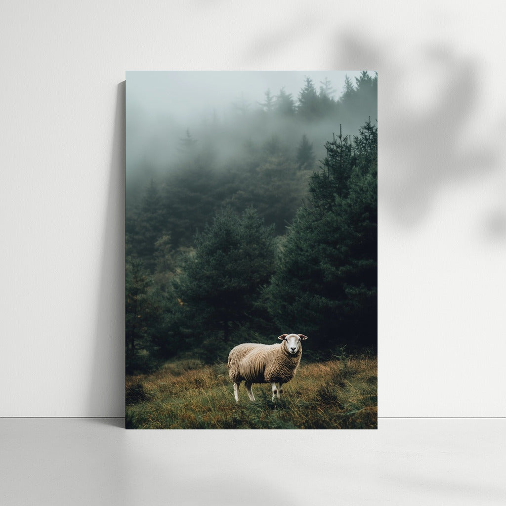 Misty Pastoral: Sheep in a Forest Tale