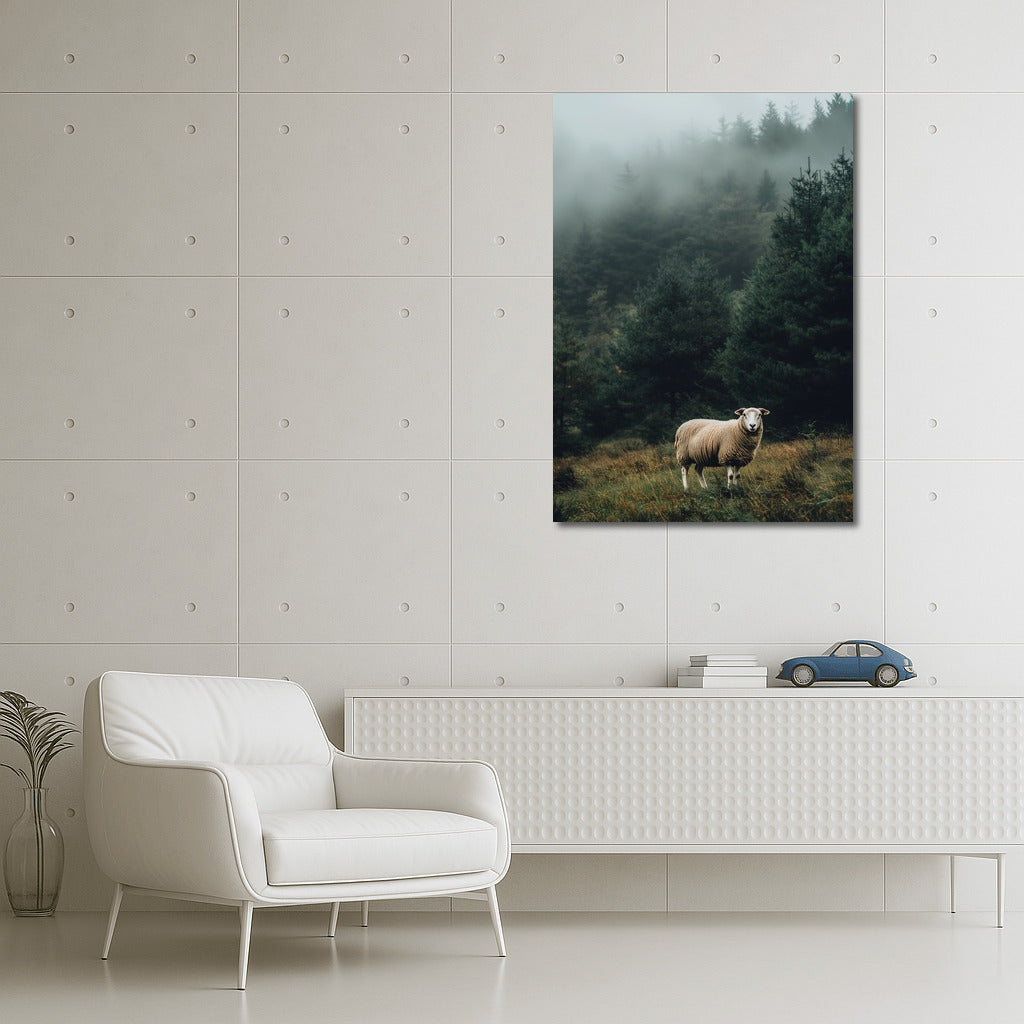 Misty Pastoral: Sheep in a Forest Tale